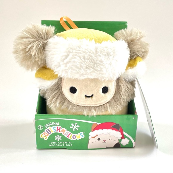 Squishmallows Holiday Ornament Dray, 4” Plush Cream Yeti with Hat, BNWT - Picture 9 of 10